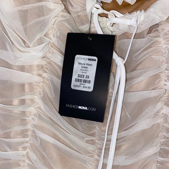 Fashion Nova Maura Mesh Long Sleeve Ruched Dress Size 2x NWT - Picture 7 of 7